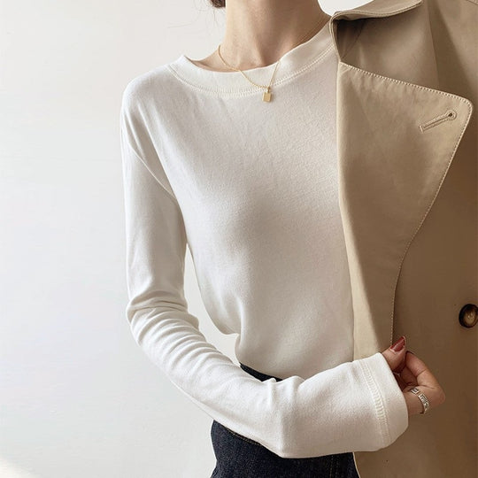 Damen Langarmshirt aus weichem Baumwollstoff mit lässigem Schnitt EB