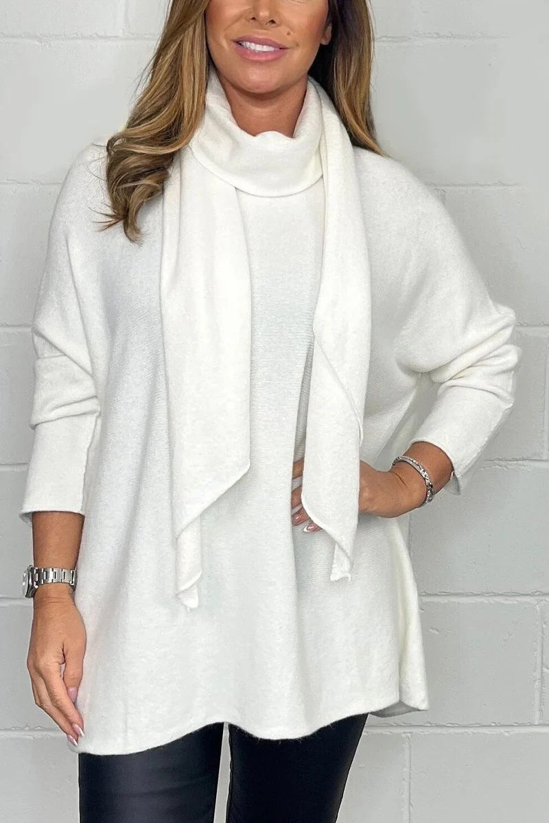 Damen Oversized Strickpullover mit stylischem Rollkragen EB