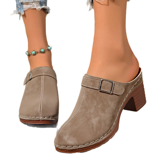 Damen Clogs mit elegantem Riemendesign und komfortablem Blockabsatz EB
