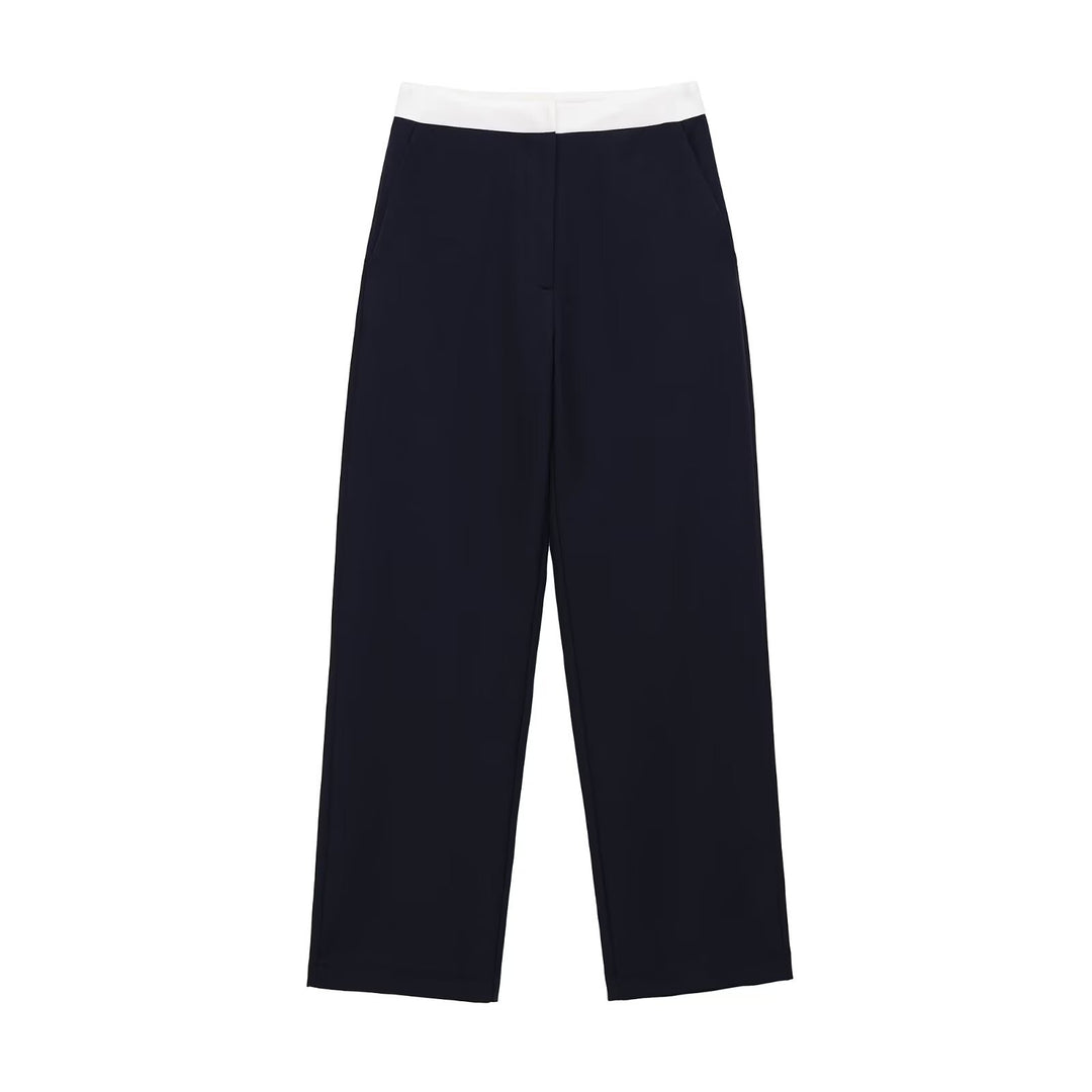 Damen Weit geschnittene Dress-Pants mit elastischem Bund und seitlichen Eingrifftaschen EB