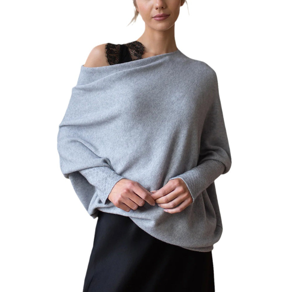 Damen Oversized Strickpullover mit schulterfreiem Design EB