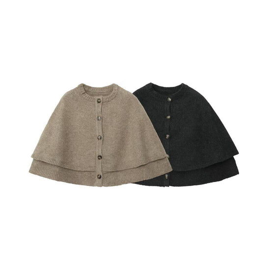 Damen modische Strickumhangjacke mit eleganten Knöpfen EB