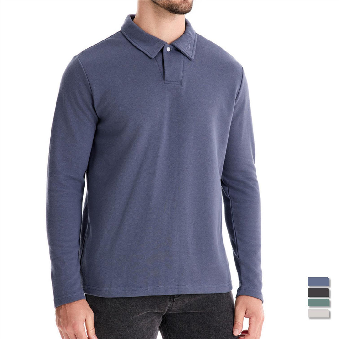 Herren langärmliges Polo-Shirt mit eleganter Knopfleiste und sportlichem Schnitt EB