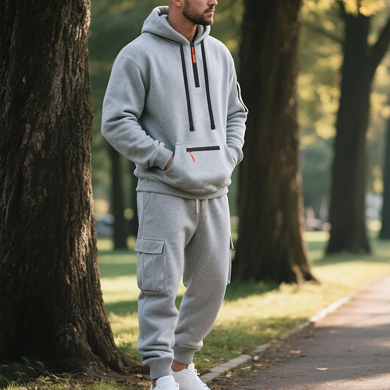 Herren sportliches Hoodie und Bundhose Set mit praktischen Taschen EB