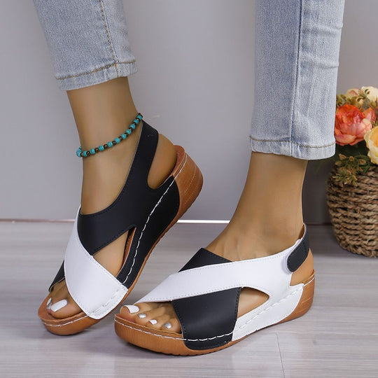 Damen Komfort-Slingback-Sandalen mit gepolstertem Fußbett und Klettverschluss EB