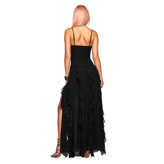 Damen Elegantes Wickelkleid mit Rüschen und Schnürdetails EB