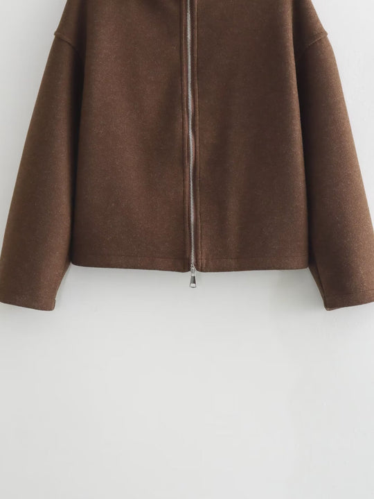 Damen zeitgenössische Übergangsjacke mit hochwertigem Stehkragen und durchgehendem Reißverschluss EB