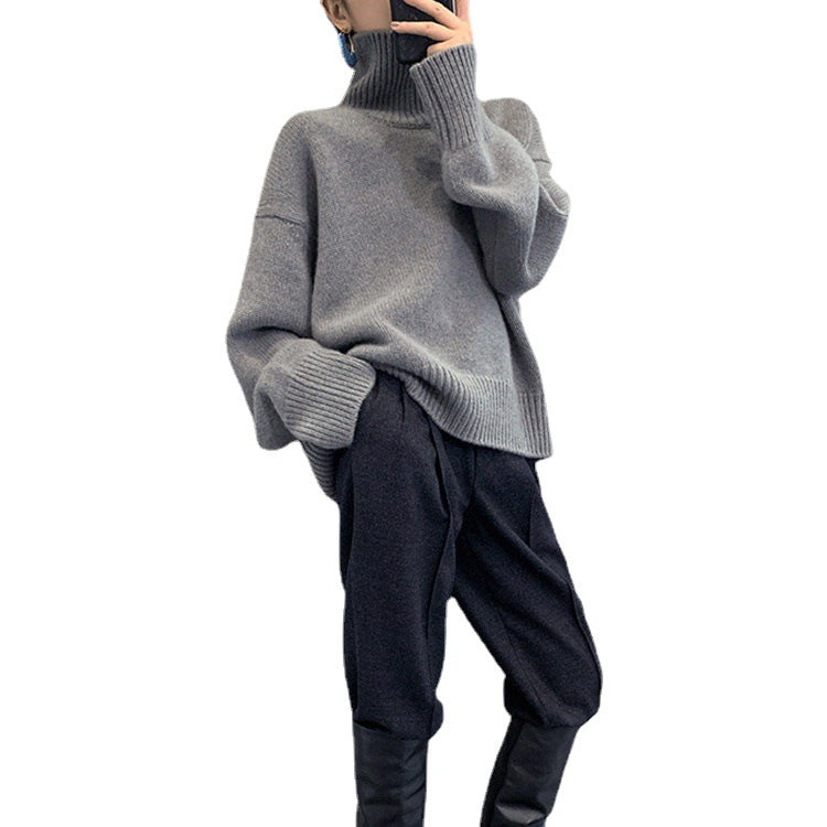 Damen Rollkragenpullover aus weichem Strickmaterial mit übergroßem Schnitt EB