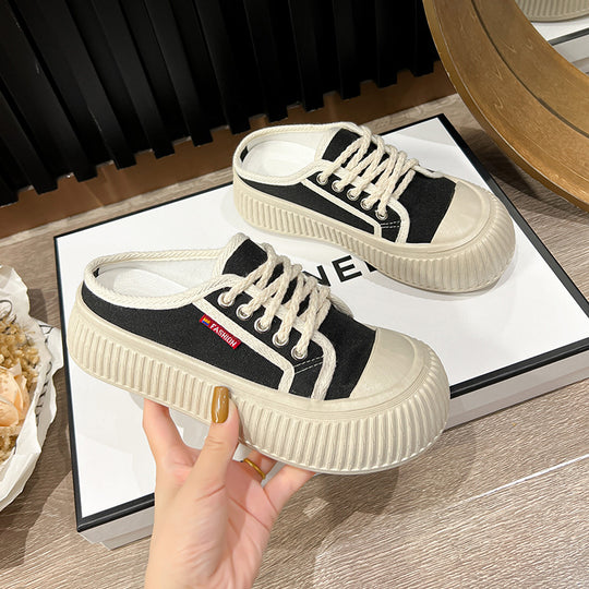 Damen lässige Slip-On Sneakers mit dicker Sohle EB