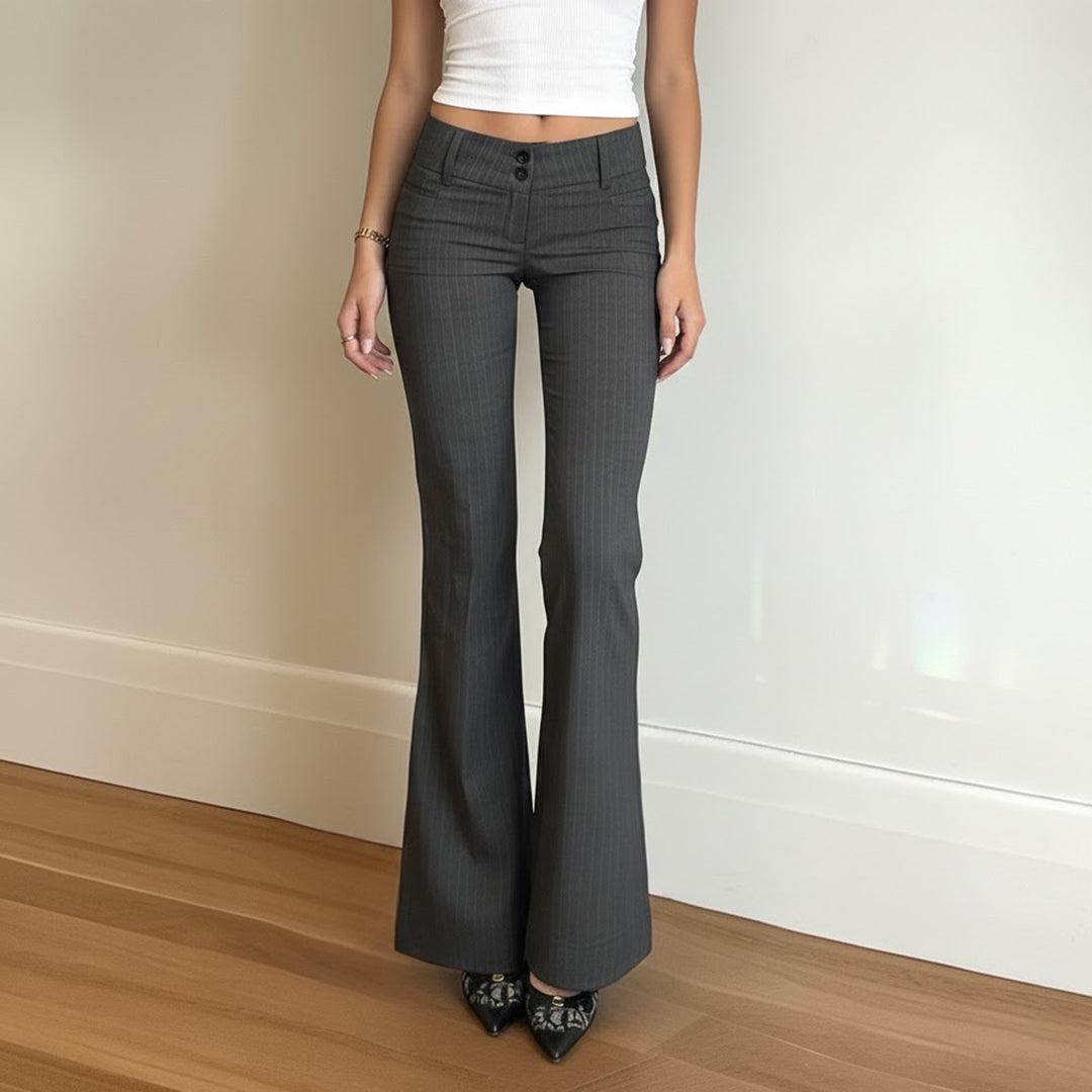 Damen Flared Jeans mit modischem Streifenmuster und hohem Bund EB