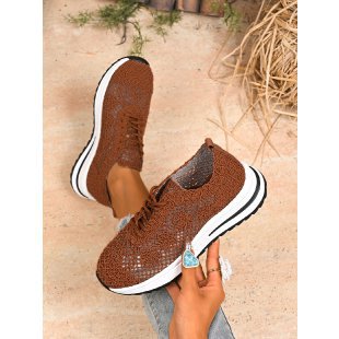 Damen  gestrickte Slip-On Plateau-Sneaker mit atmungsaktivem Obermaterial und gepolstertem Komfortfußbett EB