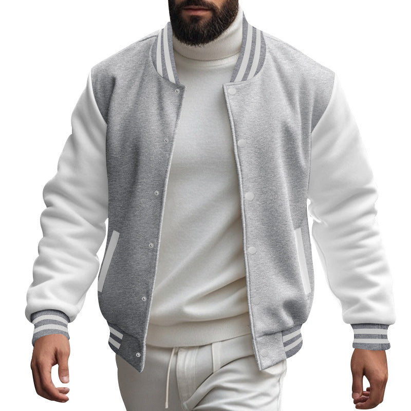 Herren Varsity-Jacke mit kontrastierenden Ärmeln und gestreiften Bündchen EB