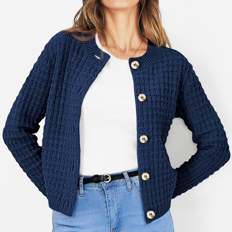 Damen Strukturierte Strickjacke mit Knopfverschluss und feiner Textur EB