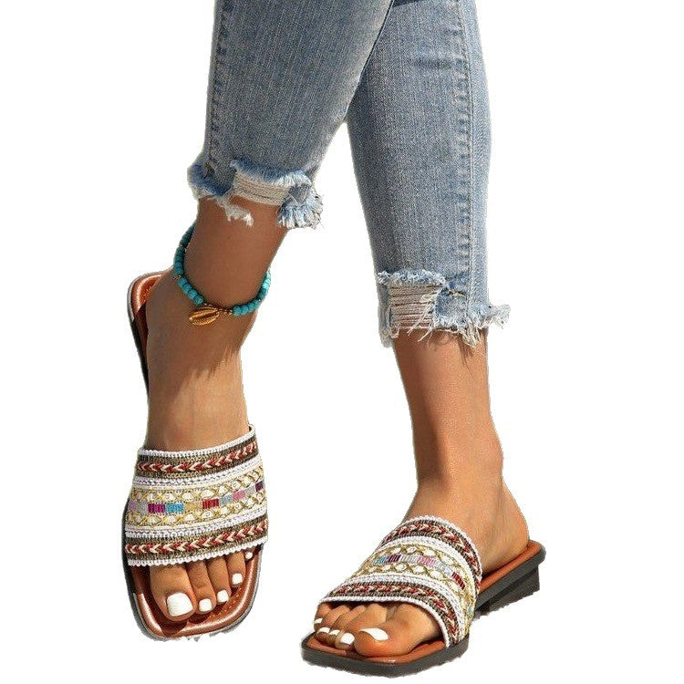 Damen komfortable Riemen-Sandalen mit eleganten Verzierungen EB