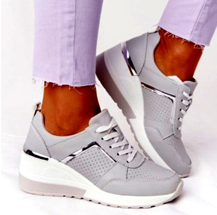Damen modische Plateau-Sneaker mit atmungsaktiver Mesh-Oberfläche und komfortablem Fußbett EB