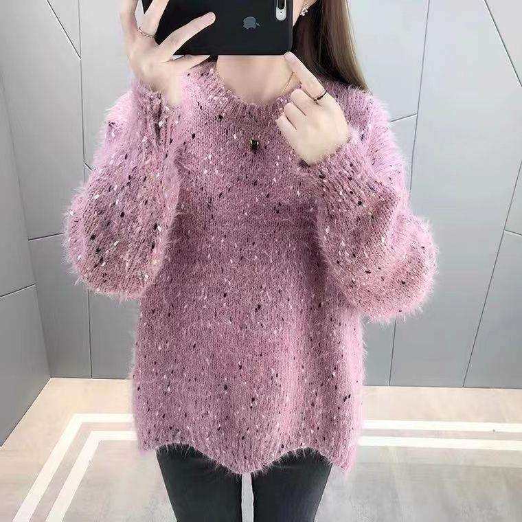 Damen Flauschiger Pulli mit einzigartigem Strukturdesign und funkelnden Akzenten EB