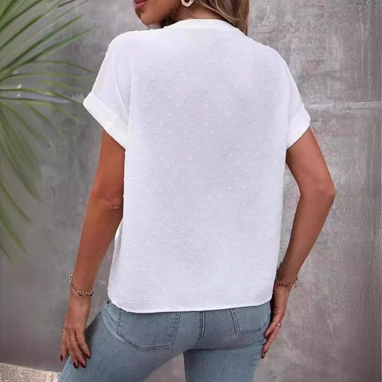 Damen Kurzarm Bluse mit feinem Strukturmuster Heidi-Mode