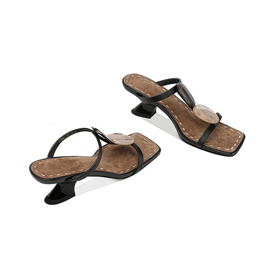 Damen Slingback-Pantoletten mit modischem Steg-Design und komfortablem Blockabsatz EB