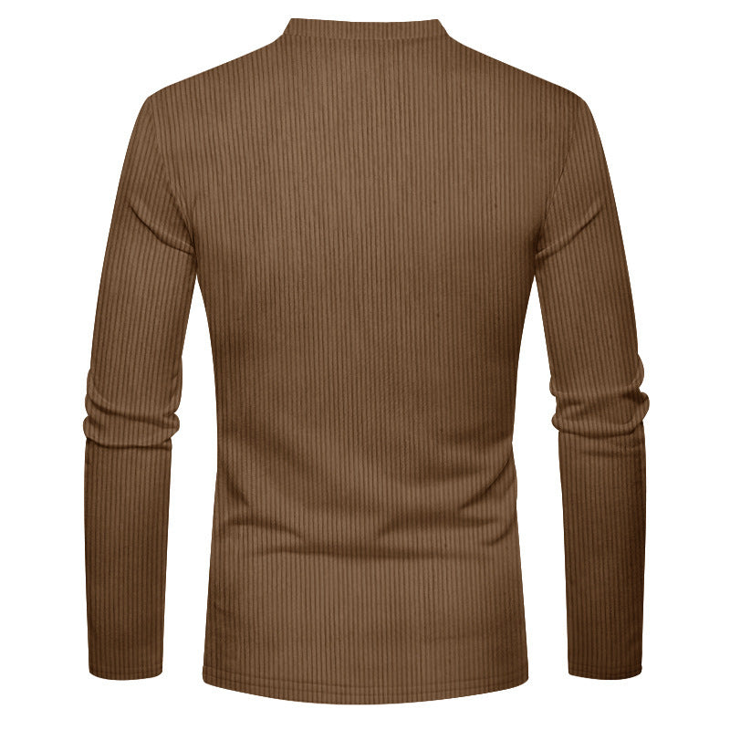 Herren Rippenfeinstrick Langarmshirt mit Slim‑Fit und Stehkragen EB