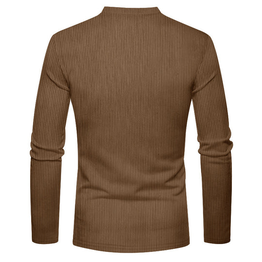 Herren Rippenfeinstrick Langarmshirt mit Slim‑Fit und Stehkragen EB