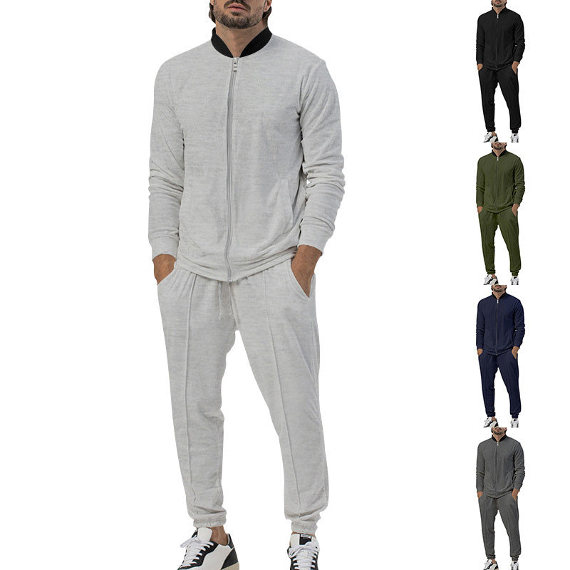 Herren sportliches Freizeit-Set mit durchgehendem Reißverschluss und elastischen Bündchen EB