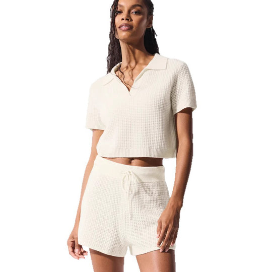 Damen Kurzarm Poloshirt und Shorts Set EB