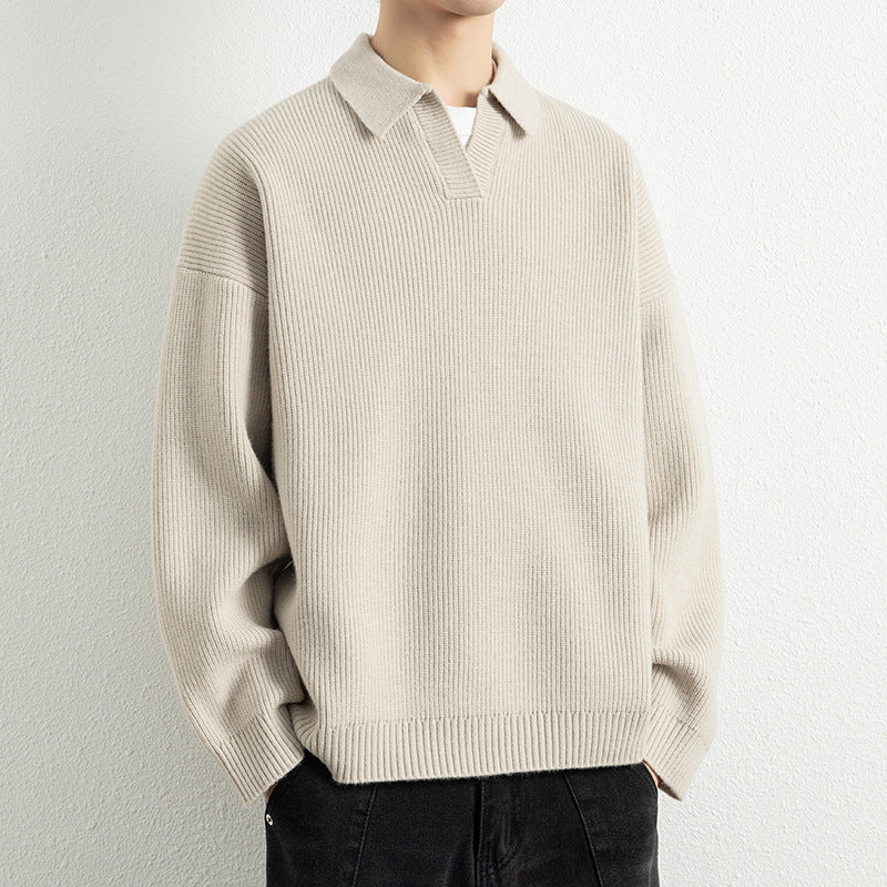 Herren lässiger Strickpullover mit modernem V-Ausschnitt und sportlichem Design EB