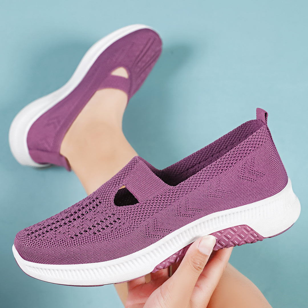 Damen Atmungsaktive Slip-On Sneakers mit elastischen Einsätzen EB