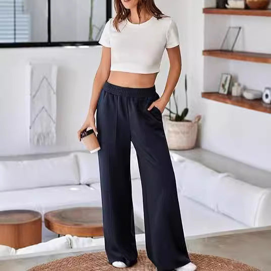Damen Bequeme und stilvolle Freizeit-Hosen mit elastischem Bund und praktischen Taschen EB