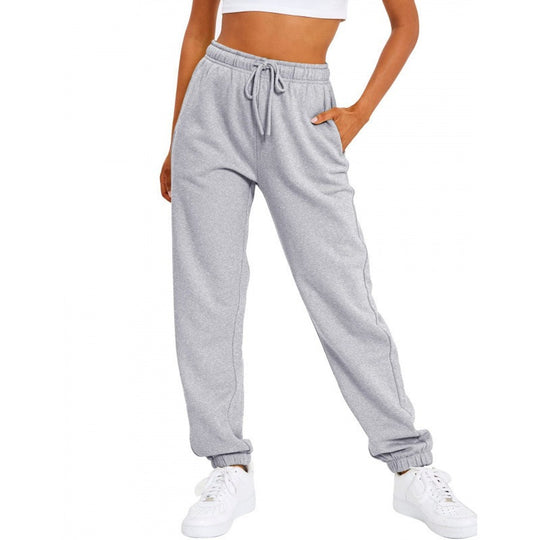 Damen nan locker sitzende Jogginghose mit hohem Komfortbund, verstellbarem Kordelzug und tiefen Seitentaschen EB