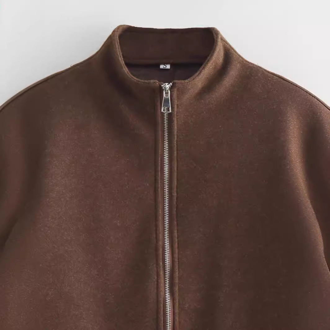Damen modische Übergangsjacke mit hohem Kragen und praktischen Reißverschlusstaschen EB