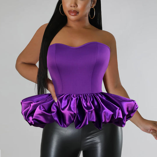 Damen Trendy Bustier mit Rüschenabschluss EB