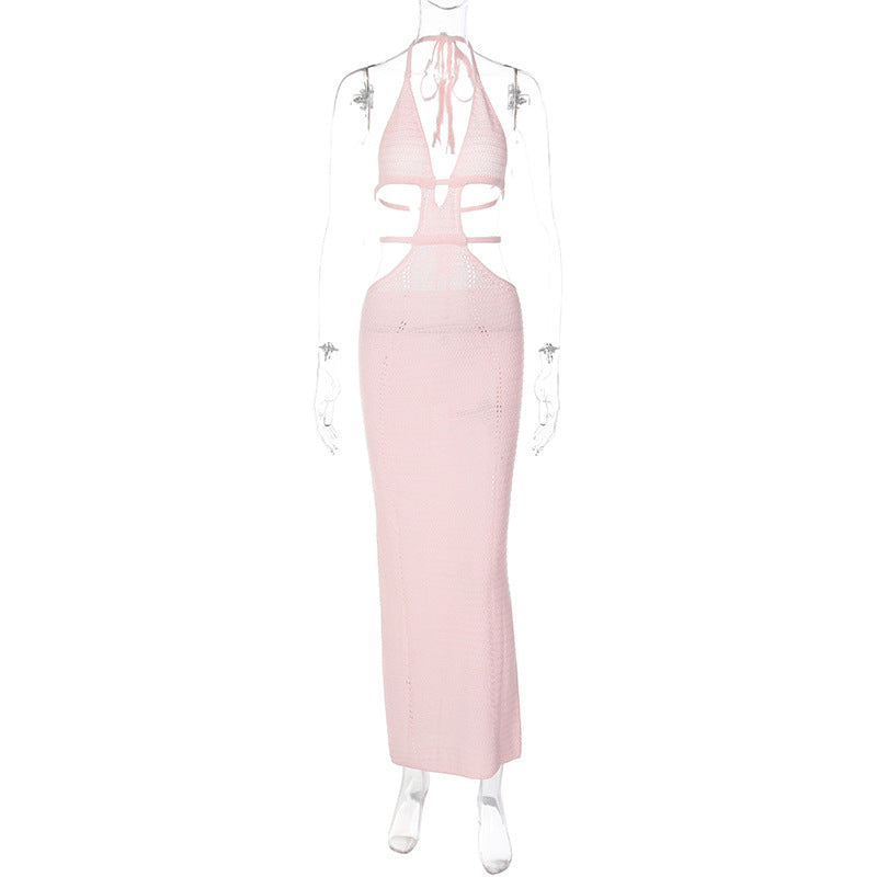Damen Strick-Tankkleid mit cut-out Details und länglichem Schnitt EB