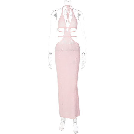 Damen Strick-Tankkleid mit cut-out Details und länglichem Schnitt EB