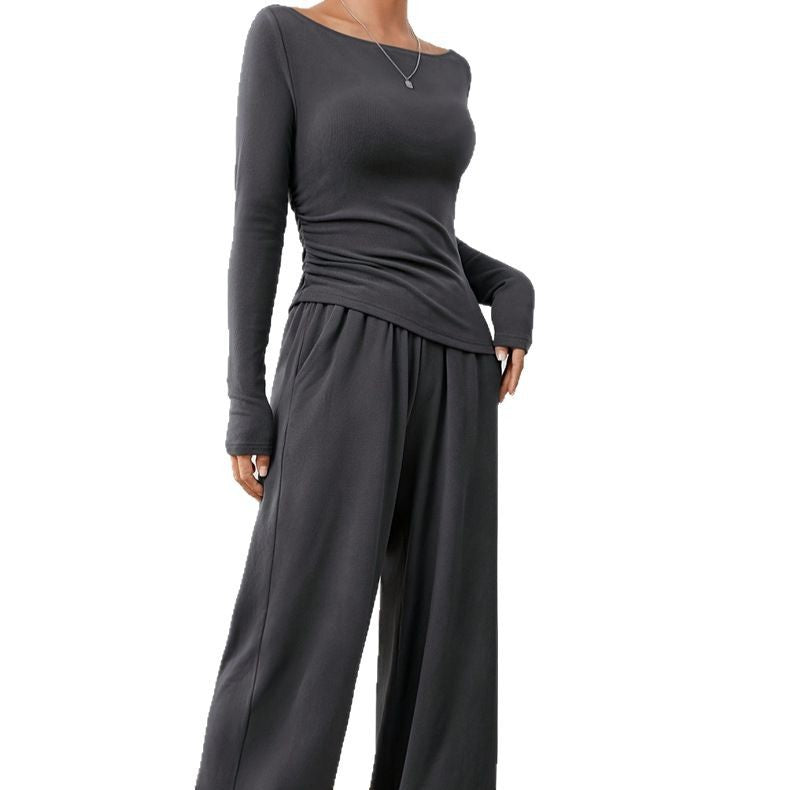 Damen Lässiges Oberteil und weite Hose Set EB