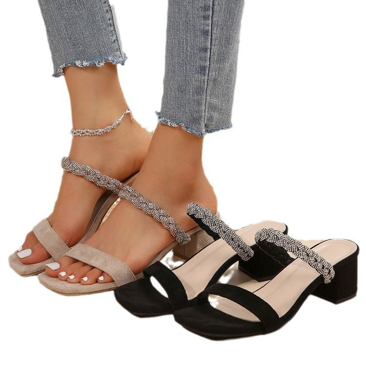 Damen elegante Sandalen mit Blockabsatz EB