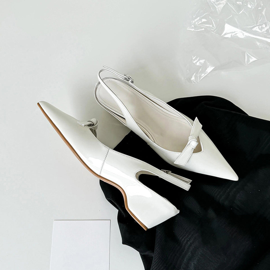 Damen Slingback-Pumps mit eleganter Schleifenverzierung und spitz zulaufendem Design EB