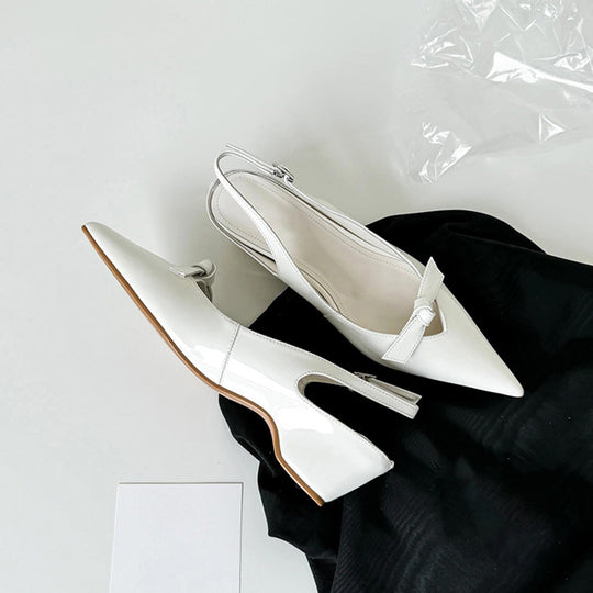 Damen Slingback-Pumps mit eleganter Schleifenverzierung und spitz zulaufendem Design EB