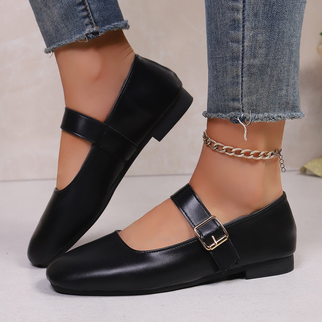 Damen Ballerina-Schuhe mit verstellbarem Riemendesign und bequemem Fußbett EB