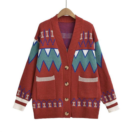 Damen Strickjacke mit kreativem Muster und praktischen Taschen EB