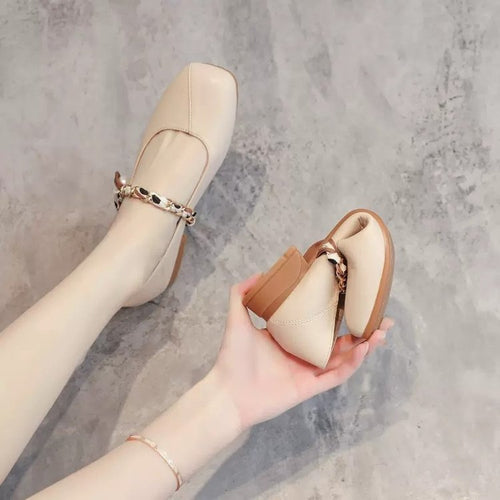 Damen Elegante Slingback-Ballerinas mit modischer Kettenverzierung EB