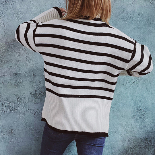 EB | Gestreifter Strickpullover für Herbst & Winter