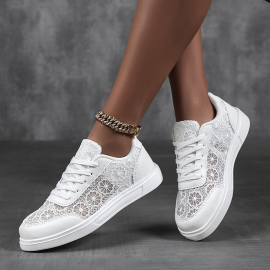 Damen Modische Sneakers mit floralen Akzenten und rutschfester Sohle EB