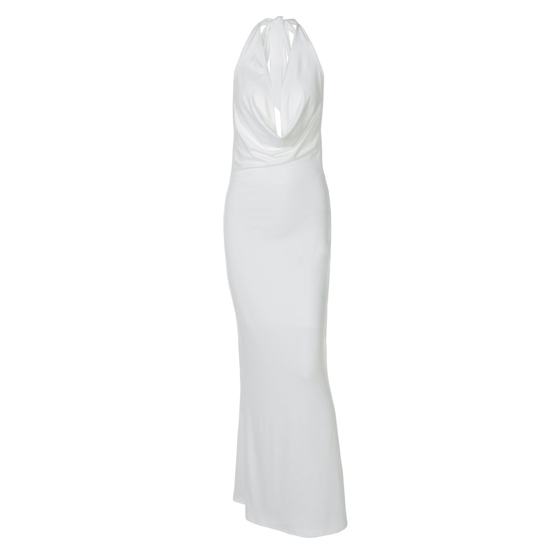 Damen Elegantes Longdress mit tiefem V-Ausschnitt und figurbetontem Schnitt EB