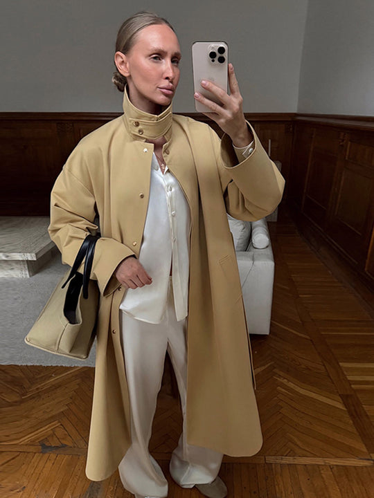 Damen Oversized Trenchcoat mit praktischem Knopfverschluss EB