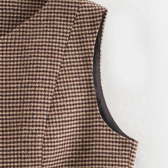 Damen Weste mit elegantem Karomuster und Knopfdetails EB