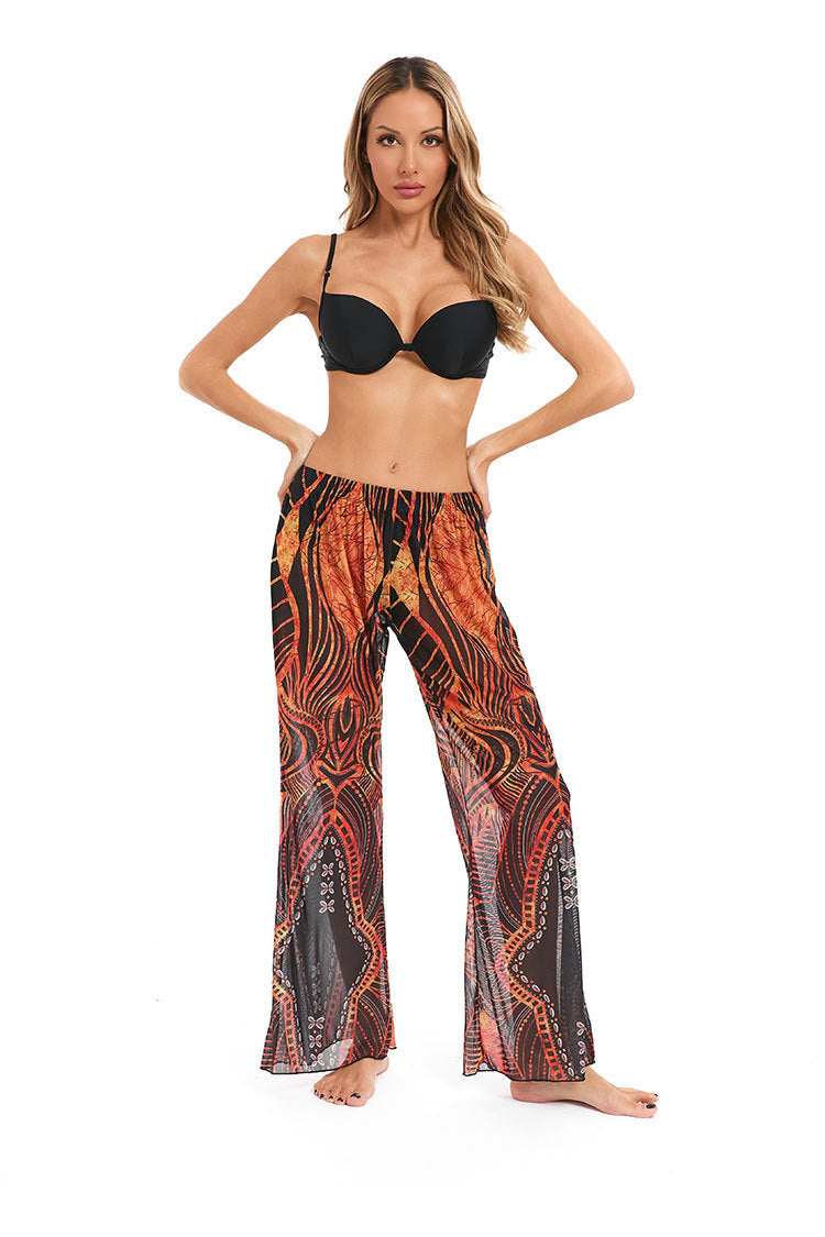 Damen Leggings aus luftiger, transparenter Stoffqualität mit exotischem Muster EB