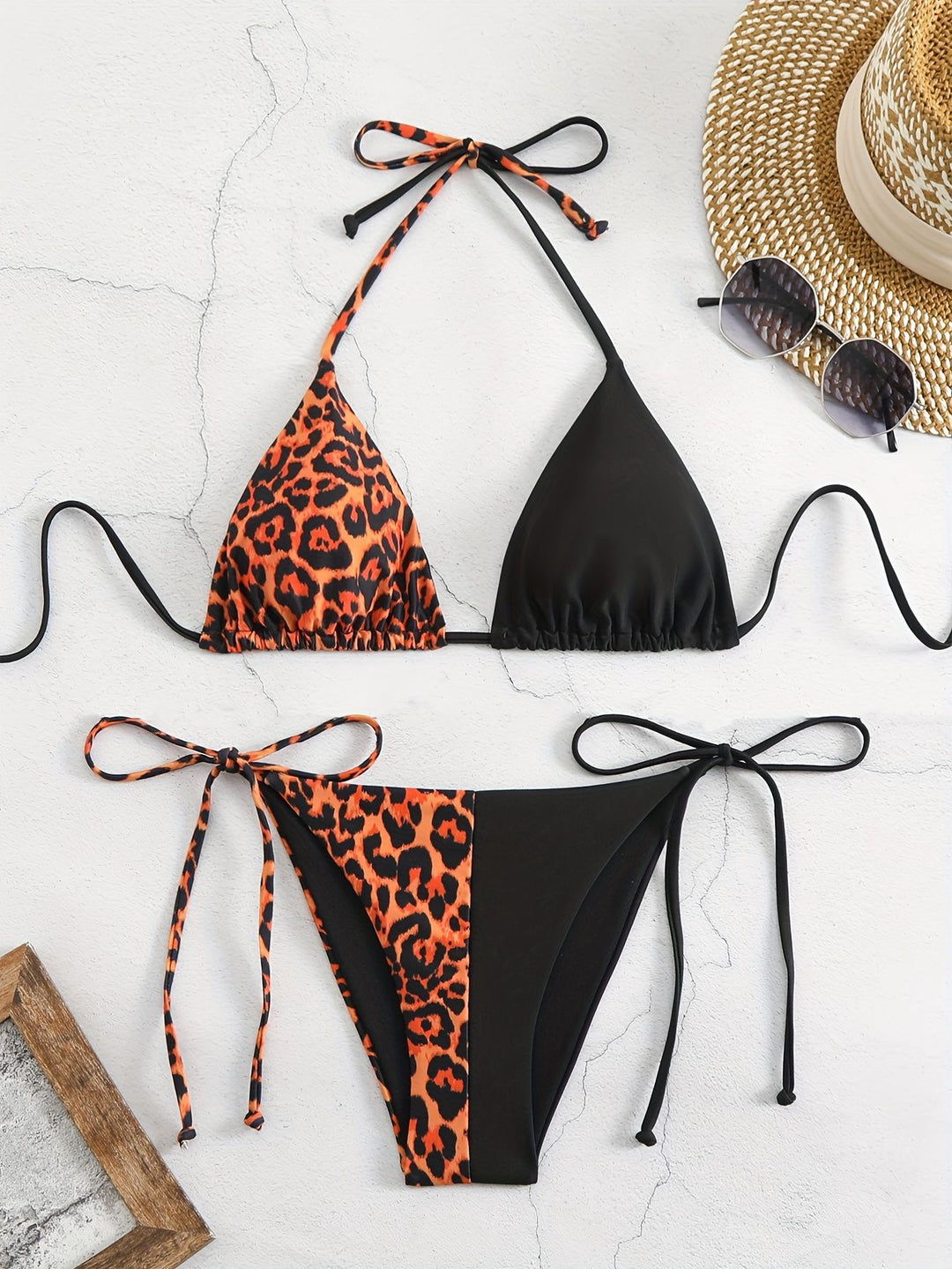 Damen Dreieck-Bikini mit raffiniertem Tiermuster EB