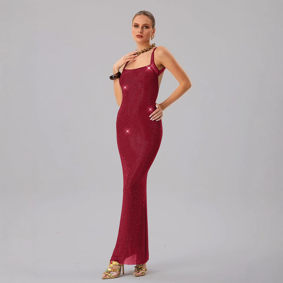 Damen Glamouröses Abendkleid mit funkelnden Pailletten und taillierter Silhouette EB