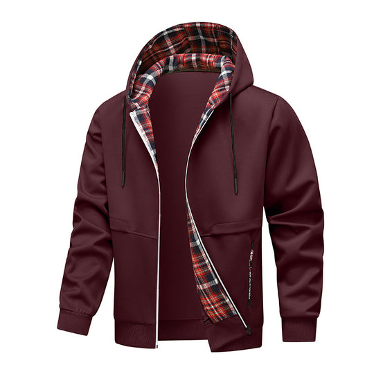 Herren sportliche Hybridjacke mit innenliegenden Karomuster Hedi-Mode
